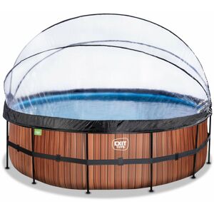 EXIT TOYS EXIT Wood pool ø450x122cm with sand filter pump and dome - brown