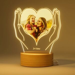 DENUOTOP Heart Shaped Night Light Personalized Photo Frame with Luminous Photo Gifts for Mom Wife Couple Bedroom Decor Mother's Day Valentine's Day Christmas