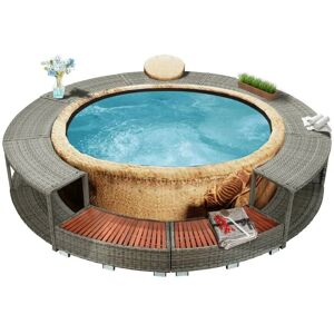 Hommoo - Spa Surround Grey Poly Rattan VD30002