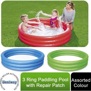 Bestway - Paddling Pool 3 Ring Kids' with Repair Patch, 152x30cm, Colour may vary