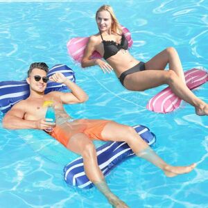 Langray - Inflatable Pool Hammock, 4 in 1 Buoy Inflatable Mattress Floating Bed Chair for Adults Jacuzzi Pool Beach Summer Fun, Pink & Blue