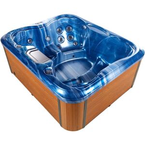 BELIANI Outdoor Spa Hot Tub 4 Seater Blue Acrylic Aluminium Heating led Light Arcelia - Blue