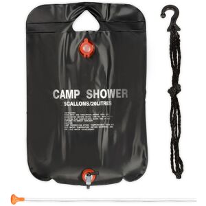 Camping Shower 20 l, Solar Camping Shower, For Hanging, Foldable, With Hand Shower, Portable Outdoor Shower, Black - Relaxdays