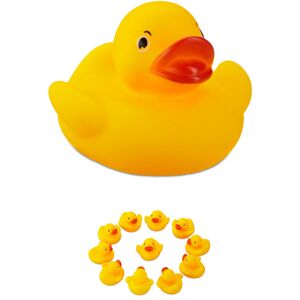 Relaxdays - Set of 12 Rubber Ducks, 5 cm, Classic Squeaky Ducks for the Bathtub, Bath Toy for Adult & Children, Yellow