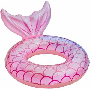 Inflatable Buoy, Durable Round Inflatable with Handle Air Mattress Inflatable Floating Pool Raft Pool Float Adult Size Ring (Pink Fishtail) - Rhafayre