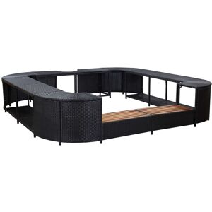 BERKFIELD HOME Royalton Square Spa Surround Black 268 x 268 x 55 cm Poly Rattan