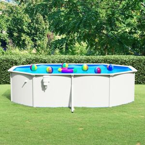 BERKFIELD HOME Royalton Swimming Pool with Steel Wall Oval 490x360x120 cm White