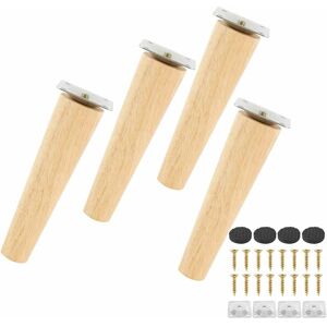 DENUOTOP Set of 4 Solid Wood Sofa Legs, Furniture Legs for Reliable Bed tv Cabinet, Replacement Wood Sofa Legs with Non-Slip Mat and Mounting Plate and Screws