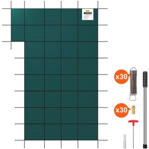 VEVOR Inground Pool Safety Cover, 22 ft x 42 ft Rectangular Winter Pool Cover with Right Step, Triple Stitched, High Strength Mesh pp Material, Good Rain