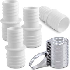 MEMKEY Pack of 4 swimming pool hose connectors, hose connectors with hose clamps, 32 mm to 38 mm swimming pool connection adapter, swimming pool hose