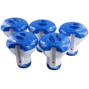 TLILY 5PCS Swimming Pool Floating Chlorine Tablet Dispenser with Thermometer Automatic Pills Box Spa Pool Accessories