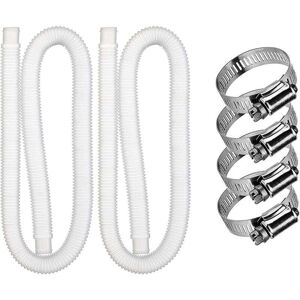 YMYNY Fliti 2pcs Swimming Pool Replacement Hose, Filter Pump Hose Accessory with 4 Metal Clips, 59 Inch Long Swimming Pool Hose for Intex 607637 Pump,