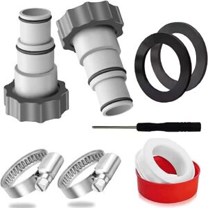 SJQKA Pool Hose Adapter Kit - 1.25 Inch Hose Connector - Hose Conversion Adapter with Clamp Washer - Compatible with Intex Threaded Filter Pumps for Above