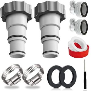 SJQKA Pool Hose Adapter Kit - 1.5 & 1.25 Inch Hose Connectors - Hose Conversion Adapter with Clamp Washer - Compatible with Intex Threaded Filter Pumps for