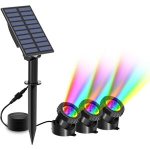 TINOR Solar Underwater Lights, 3 Pack Solar Spotlights, Submersible Lighting with 2 Modes, rgb Color Changing, IP68 Waterproof, Adjustable Submersible