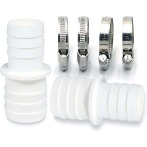 ZVD-Set of 2 hose connectors with clamps - Swimming pool hose adapter - Double hose end (2 x 32 to 38 mm)