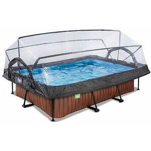 EXIT TOYS EXIT Wood pool 7ft x 5ft x 25.6in with filter pump and dome - brown EXIT TOYS EXIT Wood pool 7ft x 5ft x 25.6in with filter pump and dome - brown