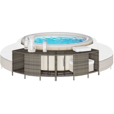 Storage Shelves for Hot Tub 2 pcs Grey Poly Rattan vidaXL Storage Shelves for Hot Tub 2 pcs Grey Poly Rattan vidaXL