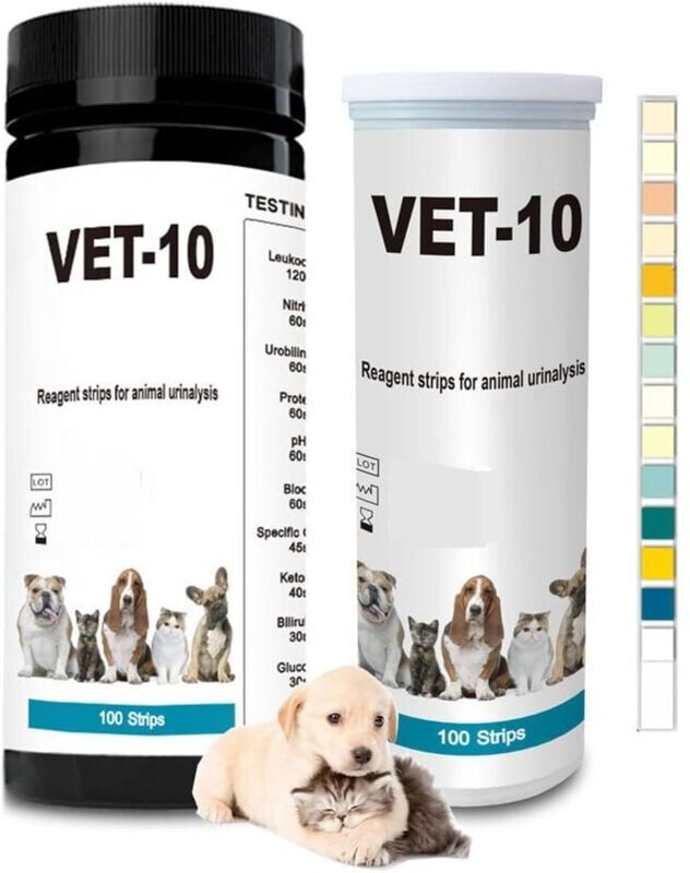 COOCHEER 100 Urine Test Strips 10 in 1 Urinary Tract Infection Test Kit Cat and Dog Pet Diabetes Urinalysis Test Strips Multiparameter