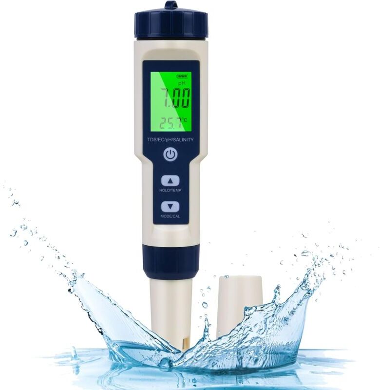 AIPERQ 4 in 1 Digital pH Meter, 4 in 1 pH Meter with lcd Display, High Precision Resolution 0.01, Water Quality Tester for Drinking Water, Pool, Aquarium,