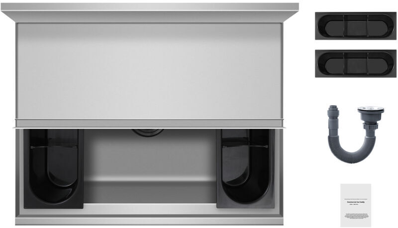 Mophorn Commercial Ice Bin, 61 L Underbar Ice Chest, 24 x 19 x 37 in Stainless Steel with Sliding Lid, Bottle Storage, Adjustable Feet, Cooler Unit