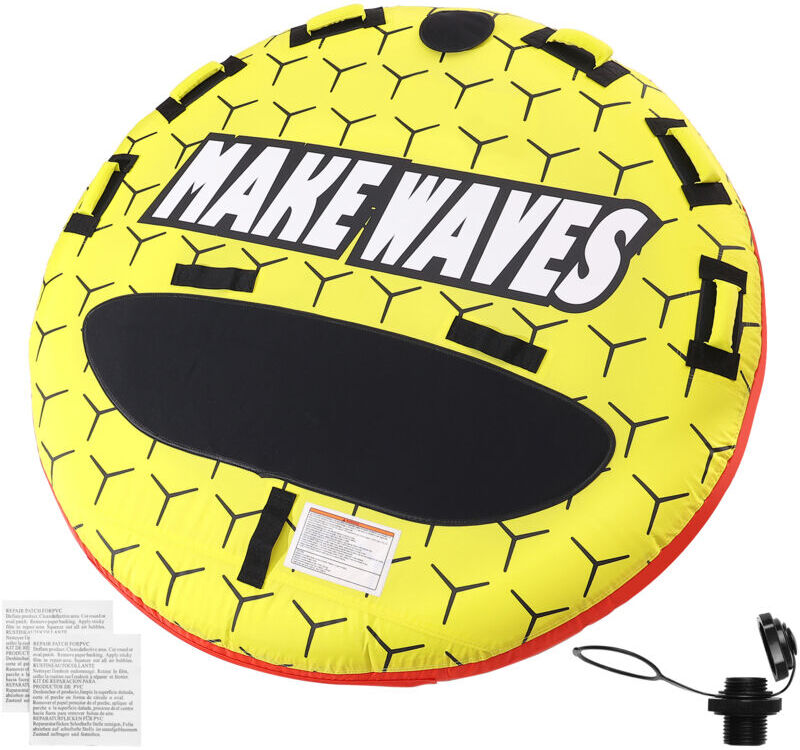 Mophorn Towable Tube for Boating, 1-3 Riders, 510 lbs Capacity, 63" Round Inflatable Boat Tube, Full Nylon Cover, EVA Handles, Speed Safety Valve,