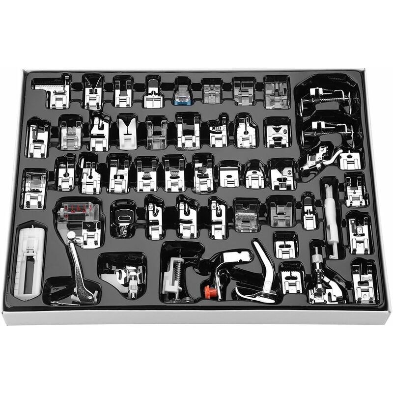 Langray - 52pcs Professional Presser Feet Walking Stitch Multi-Functional Foot Sewing Machine Part for Brother, Singer and Home Sewing Machine
