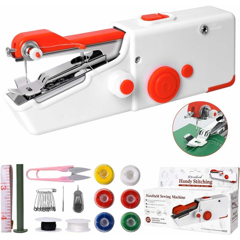 Groofoo - Portable Sewing Machine, Portable Mini Electric Sewing Machine for Adult, Quick Stitch Suitable for Fabrics, diy Home Travel, Clothing