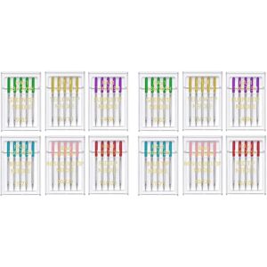 TLILY 6 Sizes Universal Sewing Machine Needles Regular Point Flat Shank Needle Compatible with for Singer , 60PCS