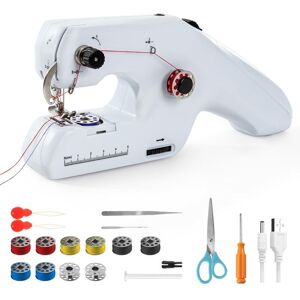 READCLY Electronic Sewing Machine, Portable Double Thread Sewing Machine for Adult Beginners, Cordless with Accessories for Clothing, Curtains, Crafts Home READCLY Electronic Sewing Machine, Portable Double Thread Sewing Machine for Adult Beginners, Cordless with Accessories for Clothing, Curtains, Crafts Home