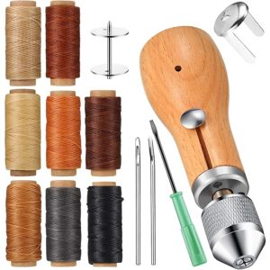 GOTRAYS Leather Sewing Kit, Versatile Leather Needle with 8 Bundles of Threads, Hand Sewing Tool Set, with Waxed Thread, for Sewing Leather and Canvas GOTRAYS Leather Sewing Kit, Versatile Leather Needle with 8 Bundles of Threads, Hand Sewing Tool Set, with Waxed Thread, for Sewing Leather and Canvas