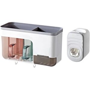 ZVD Toothbrush Holder, Mouthwash Organizer with Hook 2 Cup Toothbrush Holder + Toothpaste Dispenser