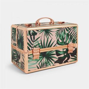 BTFY Make Up Organiser - Tropical Print Professional Travel Cosmetic Vanity Case - Lockable Makeup & Jewellery Storage, Nail Box - Aluminium Frame & Rose