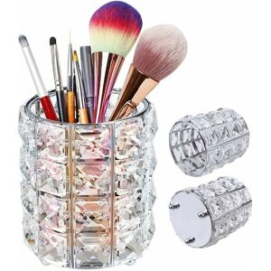 HOOPZI Crystal Makeup Organizer, Round Makeup Brush Organizer, Eyebrow Brushes, Cosmetic Makeup Organizer Pencil Holder, Silver