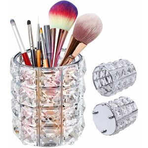 Langray - Crystal Makeup Organizer, Round Makeup Brush Organizer, Eyebrow Brushes, Cosmetic Makeup Organizer Pencil Holder, Silver