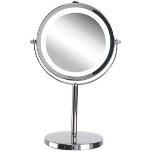 Beliani - Lighted Table Mirror led Makeup Vanity Magnifying ø 20 cm Silver Verdun - Silver