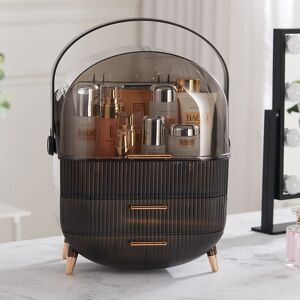 LIVINGANDHOME Black Dust Proof Makeup Cosmetic Organizer with Handle