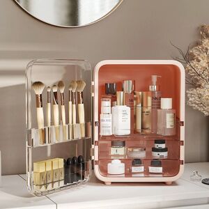 LIVINGANDHOME Large Capacity Makeup Cosmetics Organizer with Mirror,Pink