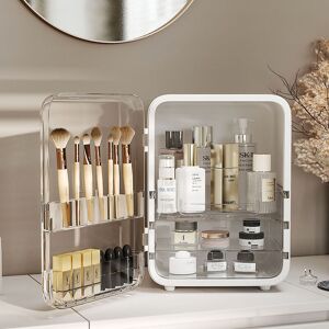 LIVINGANDHOME Large Capacity Makeup Cosmetics Organizer with Mirror,White