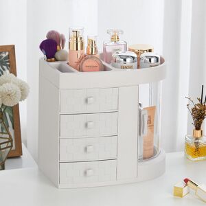 LIVINGANDHOME White Acrylic Makeup Cosmetic Organizer with 4 Drawers