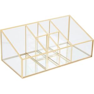 Premier Housewares - 6 Compartments Clear Glass Makeup Organiser