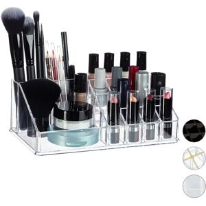 Cosmetic Organiser, Makeup Kit for Lipstick, Nail Polish, Acrylic Jewellery Stand, Transparent - Relaxdays