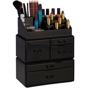 Makeup Organizer wit 21 Compartments, Cosmetic Tower for Lipstick, Nail Polish, Makeup Tray, Black - Relaxdays