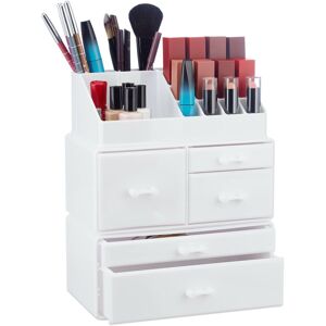 Makeup Organizer wit 21 Compartments, Cosmetic Tower for Lipstick, Nail Polish, Makeup Tray, White - Relaxdays