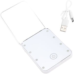 GROOFOO Compact LED Travel Makeup Mirror 2 Sided Magnification Rechargable Portable Handheld Small Lighted Cosmetic Mirror White GROOFOO Compact LED Travel Makeup Mirror 2 Sided Magnification Rechargable Portable Handheld Small Lighted Cosmetic Mirror White