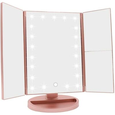 BASETBL 1 makeup mirror with LED, 2x and 3x magnification, touchscreen and 180° swivel, foldable, ideal for bathroom or travel BASETBL 1 makeup mirror with LED, 2x and 3x magnification, touchscreen and 180° swivel, foldable, ideal for bathroom or travel