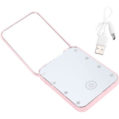 GROOFOO Compact LED Travel Makeup Mirror 2 Sided Magnification Rechargable Portable Handheld Small Lighted Cosmetic Mirror Pink GROOFOO Compact LED Travel Makeup Mirror 2 Sided Magnification Rechargable Portable Handheld Small Lighted Cosmetic Mirror Pink