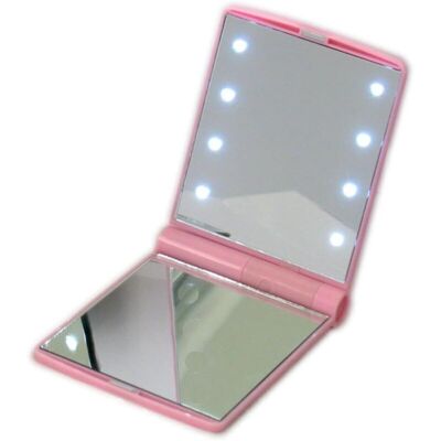 SIOKS Portable Led Lighted Makeup Mirror Pocket, 8 Led Lights, Double-sided Touchscreen Foldable Illuminated Makeup Mirror, Pink X 1 - Fei Yu SIOKS Portable Led Lighted Makeup Mirror Pocket, 8 Led Lights, Double-sided Touchscreen Foldable Illuminated Makeup Mirror, Pink X 1 - Fei Yu