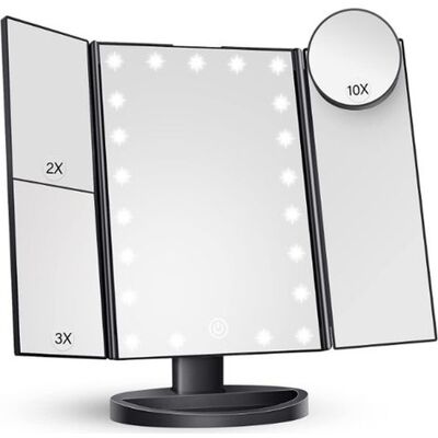 OEM Lighted Makeup Mirror With 22 Led Lights, Dual Power Supply (1x/2x/3x/10x), Adjustable Magnification, 180-degree Adjustable Angle, Travel Cosmetic Mirror – Black OEM Lighted Makeup Mirror With 22 Led Lights, Dual Power Supply (1x/2x/3x/10x), Adjustable Magnification, 180-degree Adjustable Angle, Travel Cosmetic Mirror – Black