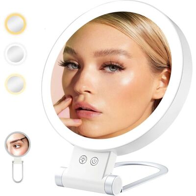 OEM 20x Magnifying Mirror, Double-sided Lighted Makeup Mirror, Adjustable Brightness, Rechargeable And Foldable Led Tabletop Mirror For Bedroom, Vanity, Travel OEM 20x Magnifying Mirror, Double-sided Lighted Makeup Mirror, Adjustable Brightness, Rechargeable And Foldable Led Tabletop Mirror For Bedroom, Vanity, Travel